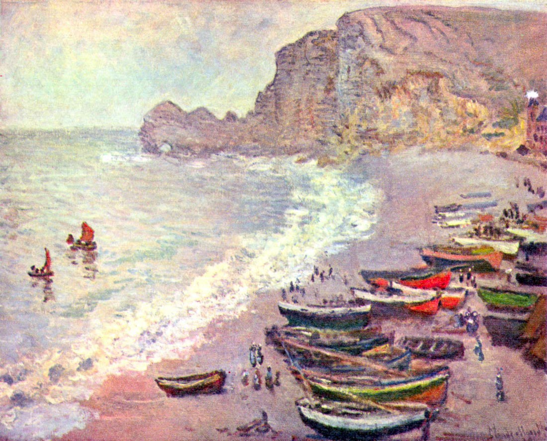 Etretat, the beach and La Porte Amont - Monet