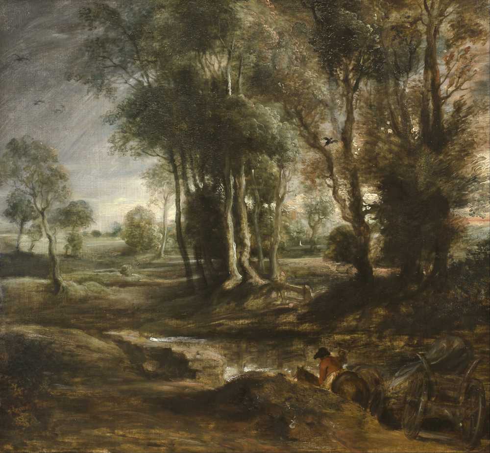 Evening Landscape with Timber Wagon (1630 - 1640) - Peter Paul Rubens