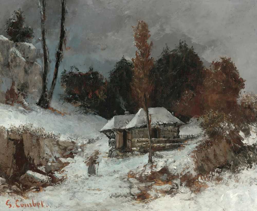 Fagot Carrier In A Snowy Landscape - Gustave Courbet