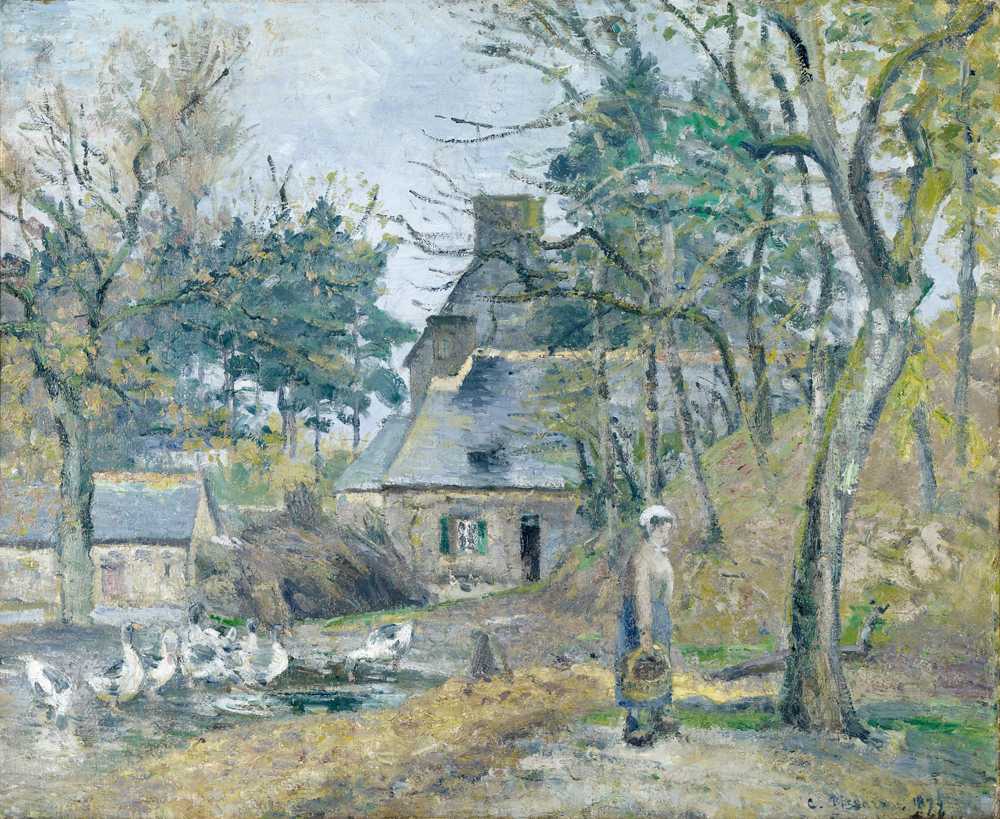 Farm at Montfoucault (1874) - Camille Pissarro
