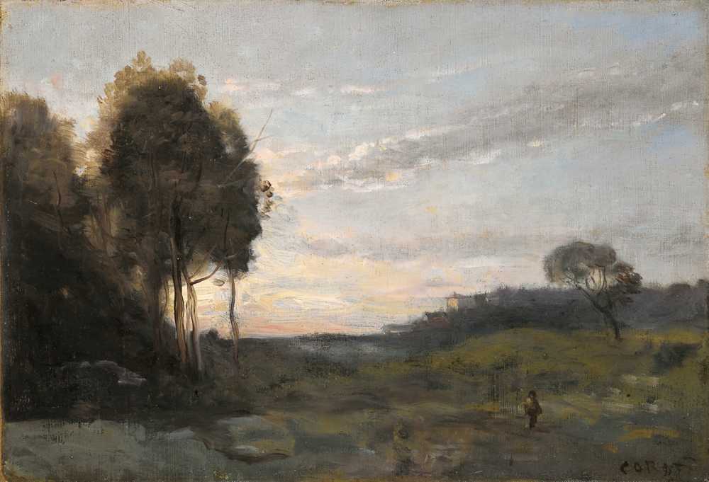 Figure In A Landscape - Jean Baptiste Camille Corot