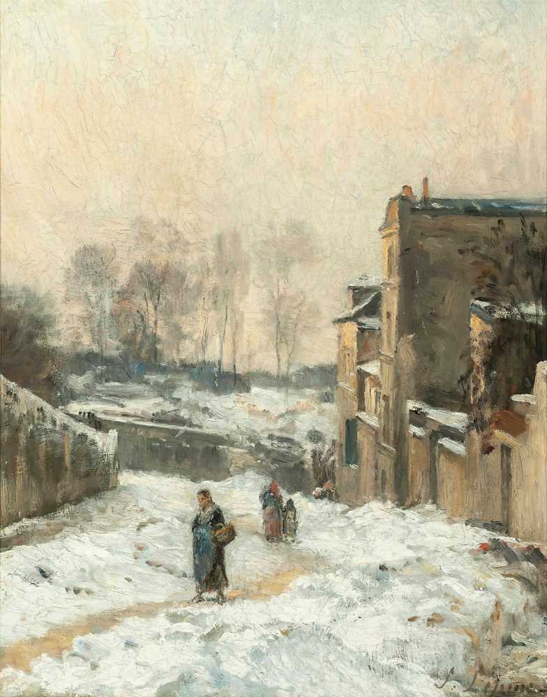 Figures In The Snow, Rue Cortot, Montmartre - Stanislas Lepine