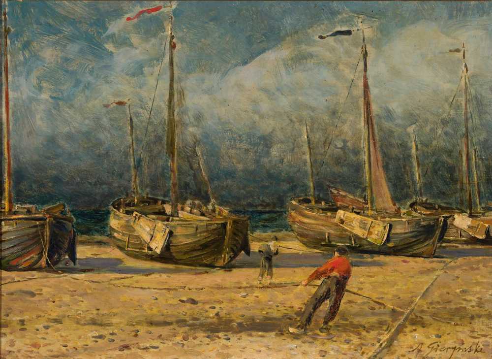 Fishing boats at the seaside (1884) - Aleksander Gierymski