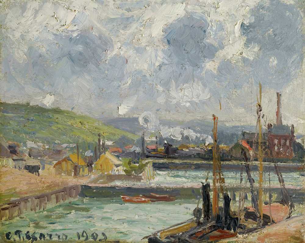 Fishing Dock and Duquesne Basin, Dieppe, Bright Gray Weather (1902) - Pissarro