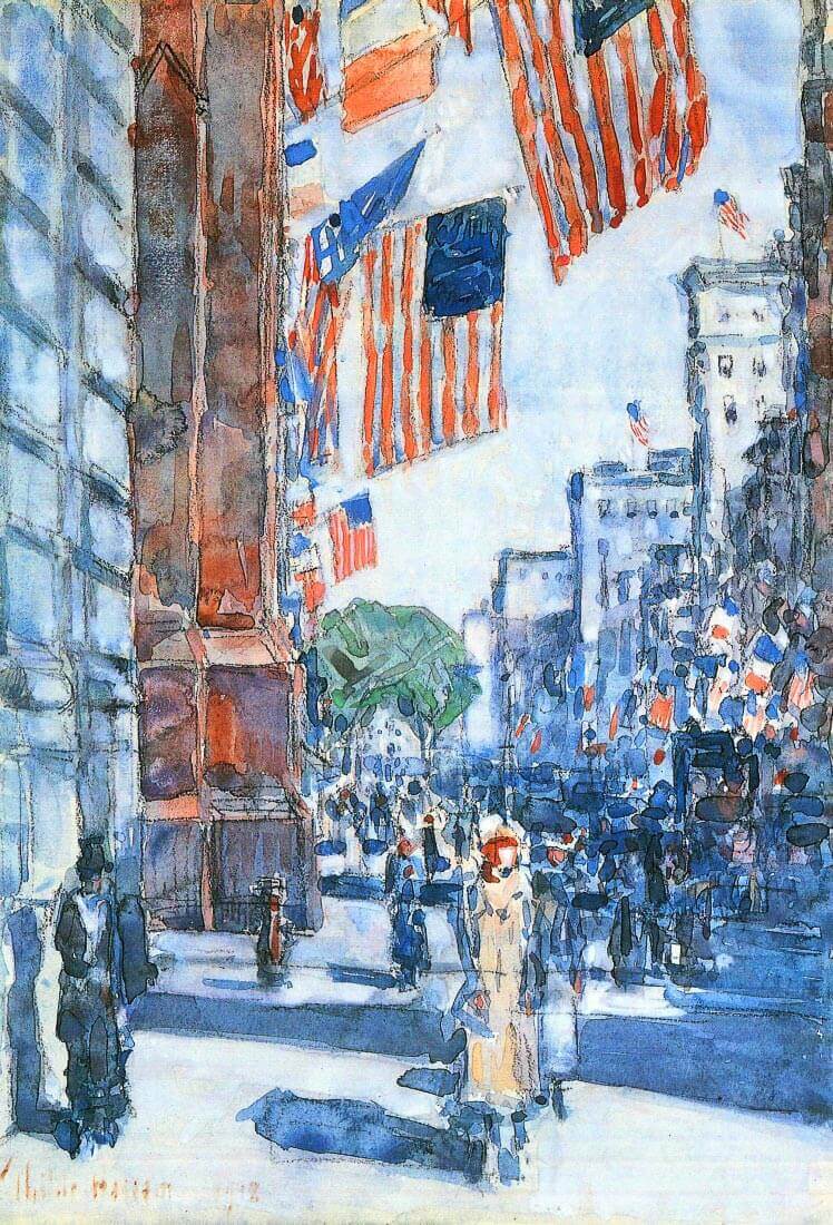 Flags, Fifth Avenue - Hassam