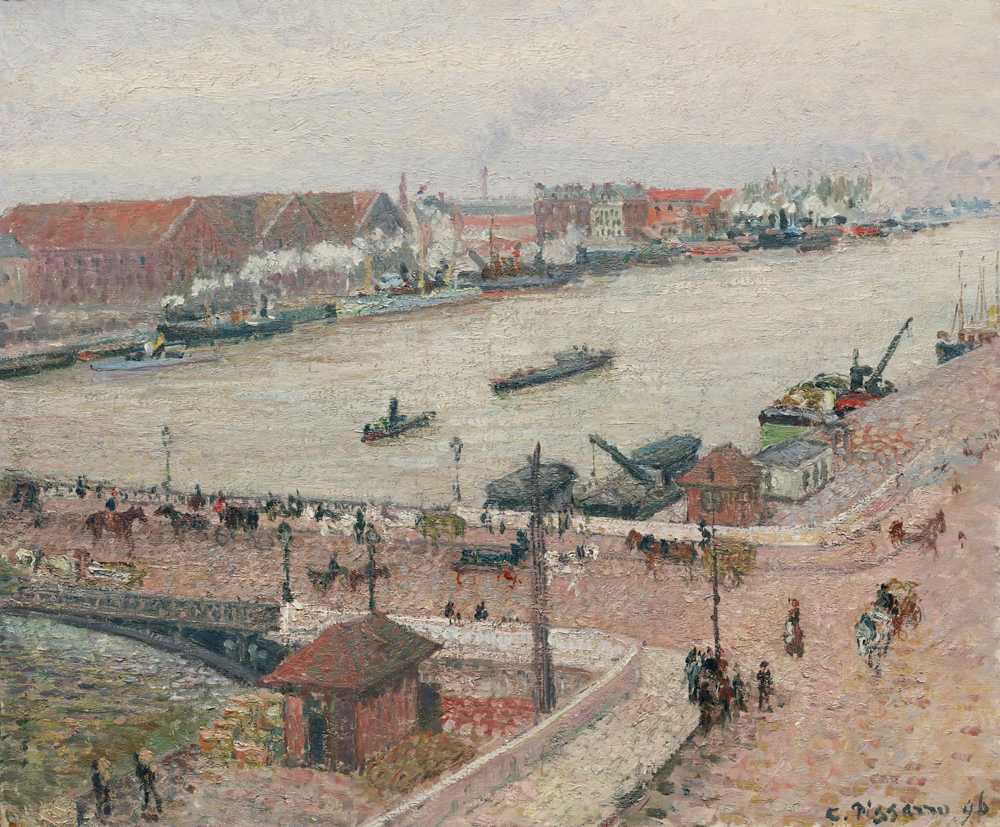 Flood of the Seine, Pont Boieldieu, Rouen (1896) - Camille Pissarro