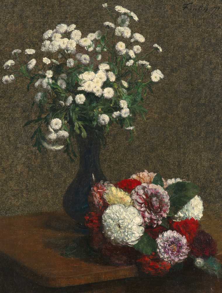 Flowers, chamomile and dahlias (1871) - Henri Fantin-Latour