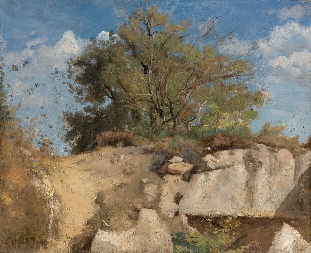 Fontainebleau, Peak Of Wooded Quarry - Jean Baptiste Camille Corot