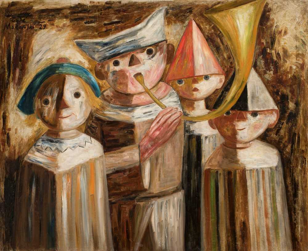 Four children with a trumpet (1929) - Tadeusz Makowski