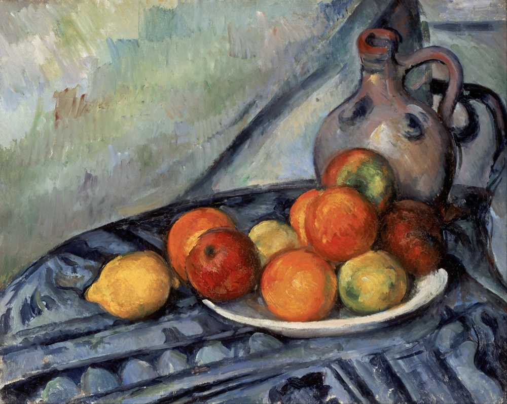 Fruit and a Jug on a Table (circa 1890) - Paul Cezanne