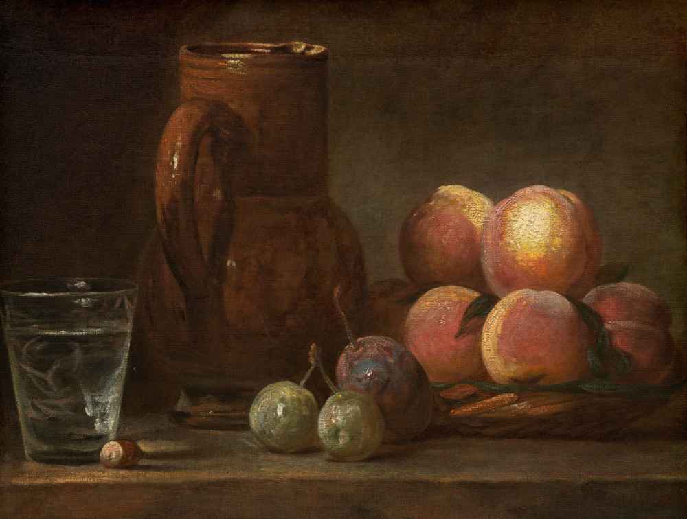 Fruit, Jug, and a Glass - Jean Baptiste Simeon Chardin 