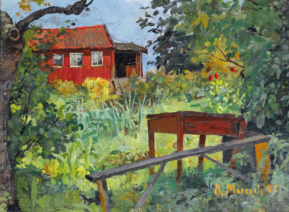 Garden With Red House (1882) - Edward Munch