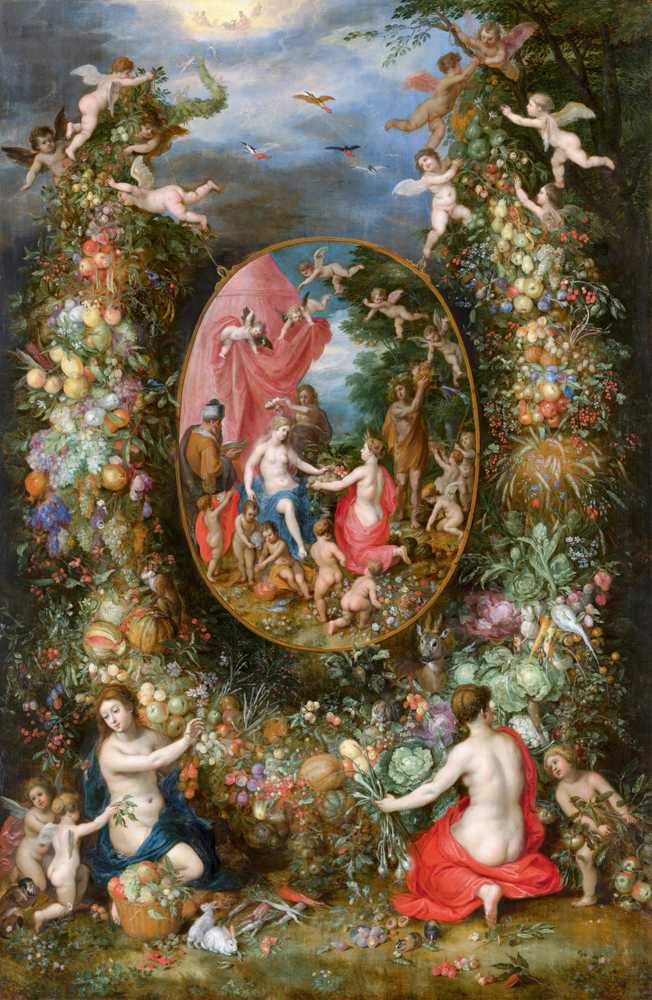 Garland of Fruit Surrounding a Depiction of Cybele Recei... - Brueghel Jan elder