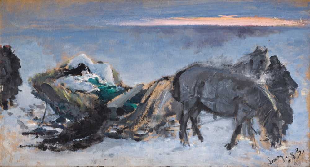 Gertruda Komorowska in the Sleigh (1883) - Leon Wyczółkowski