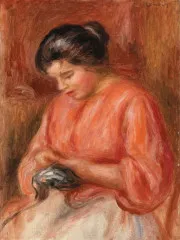 Girl Darning (c. 1909) - Auguste Renoir