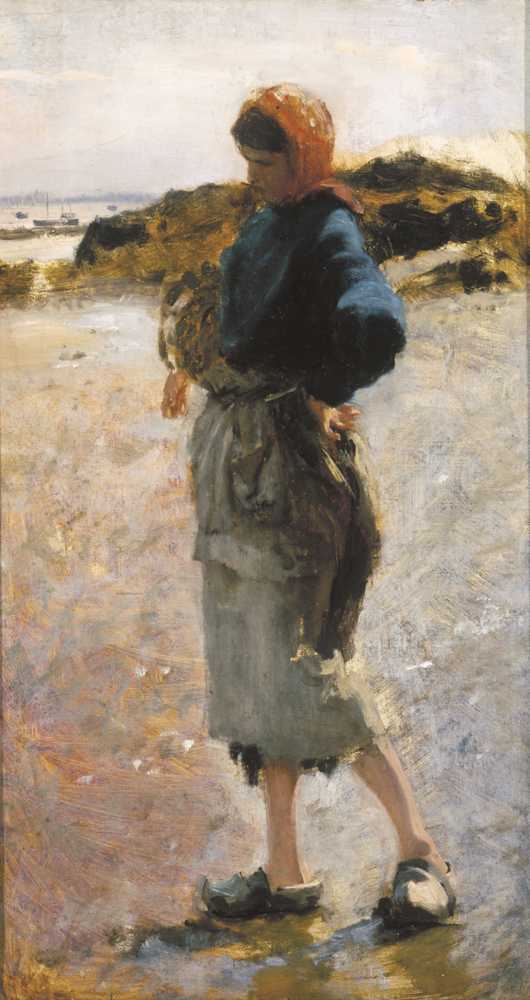 Girl on the Beach, Sketch for ‘Oyster Gatherers of Cancale... - Singer-Sargent