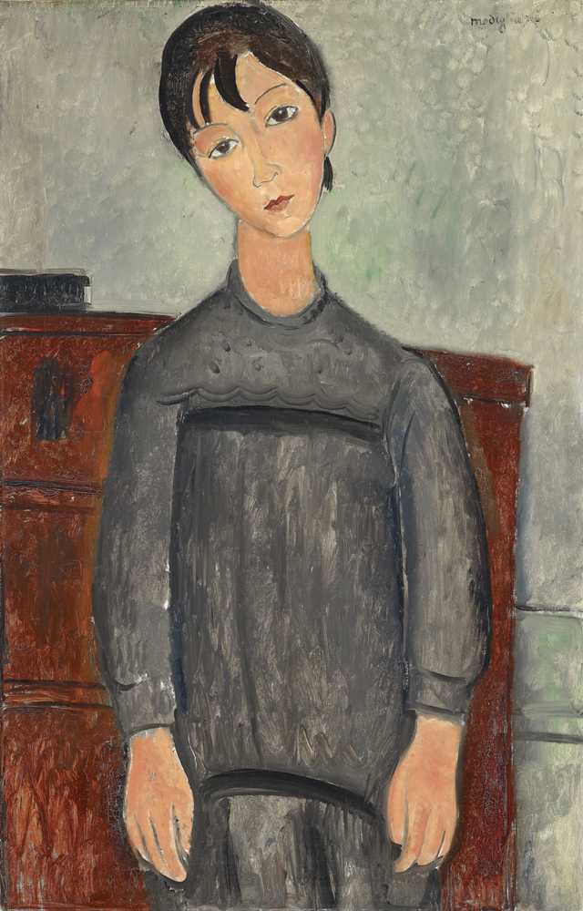 Girl Standing In Black Pinafore (1918) - Amedeo Modigliani