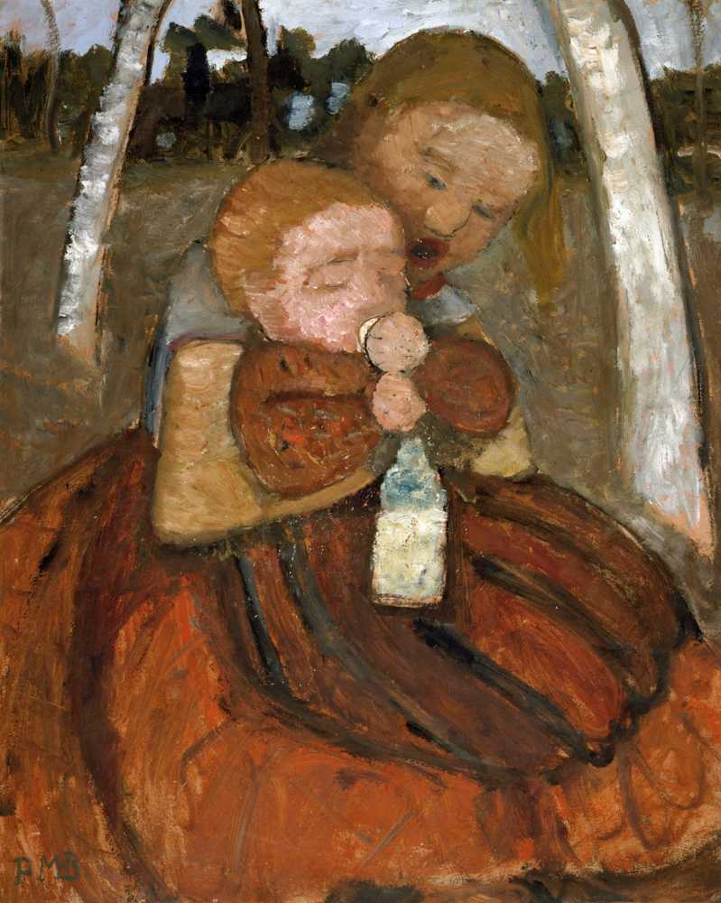 Girl with a Baby Among Birch Trees (1905) - Paula Modersohn Becker