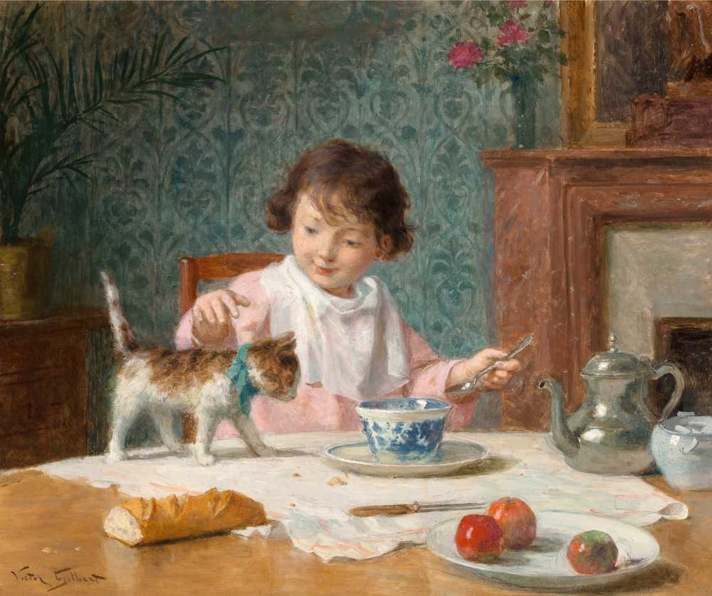 girl with cat - Victor Gabriel Gilbert
