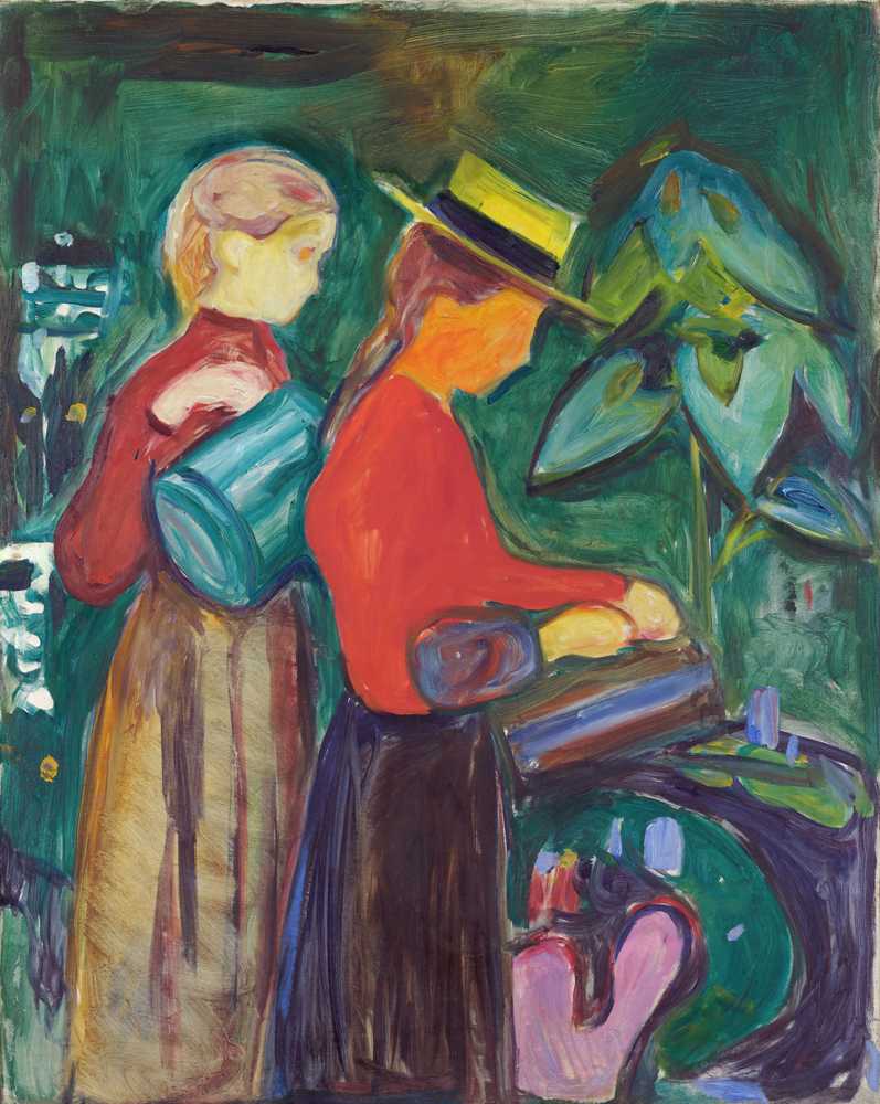 Girls watering Flowers (The Linde Frieze) (1904) - Edward Munch
