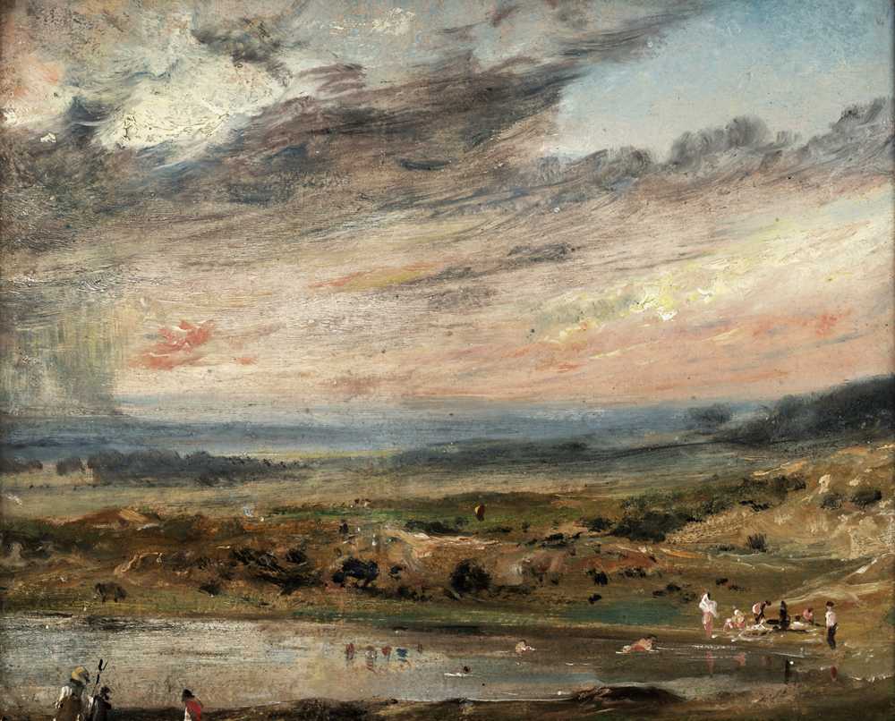 Hampstead Heath, with Pond and Bathers (1821) - John Constable