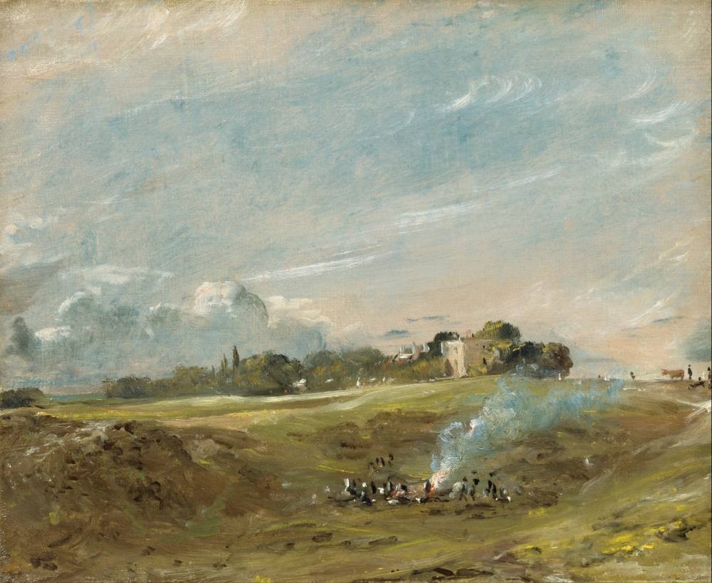 Hampstead Heath, with a Bonfire - John Constable