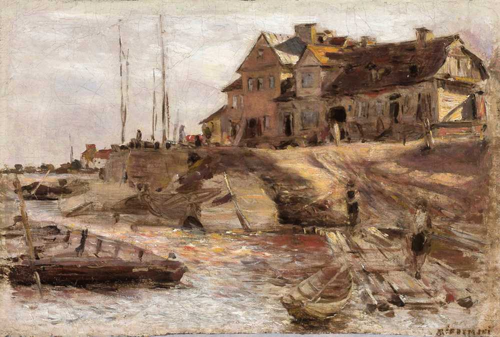Harbour in Solec, sketch (1883) - Aleksander Gierymski