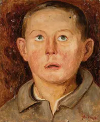 Head of a boy in an unbuttoned collar (1919) - Tadeusz Makowski