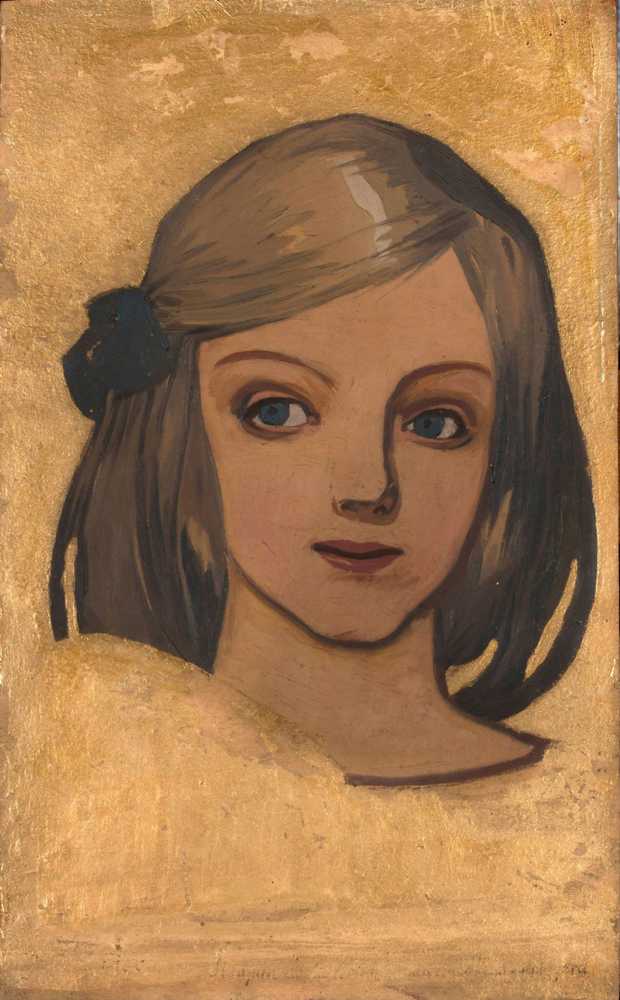 Head of a girl against gold background (1901) - Józef Mehoffer