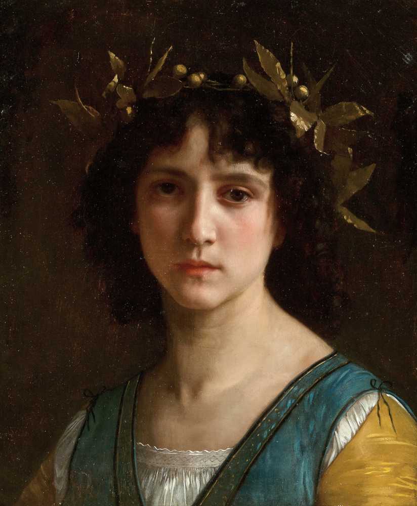 Head of an Italian girl with a laurel wreath (1872) - Bouguereau