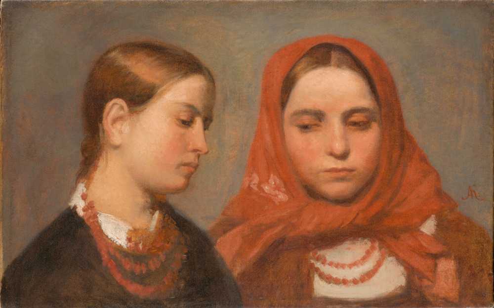 Heads of Two Young Girls (1870) - Aleksander Kotsis