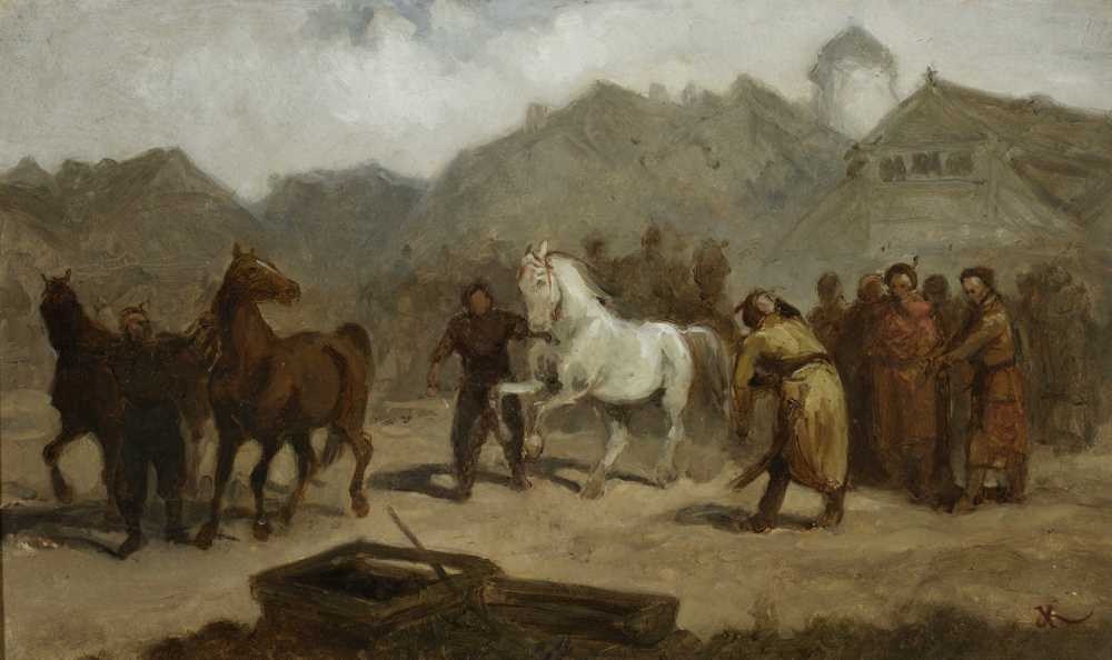 Horse market (between 1860-1875) - Aleksander Kotsis