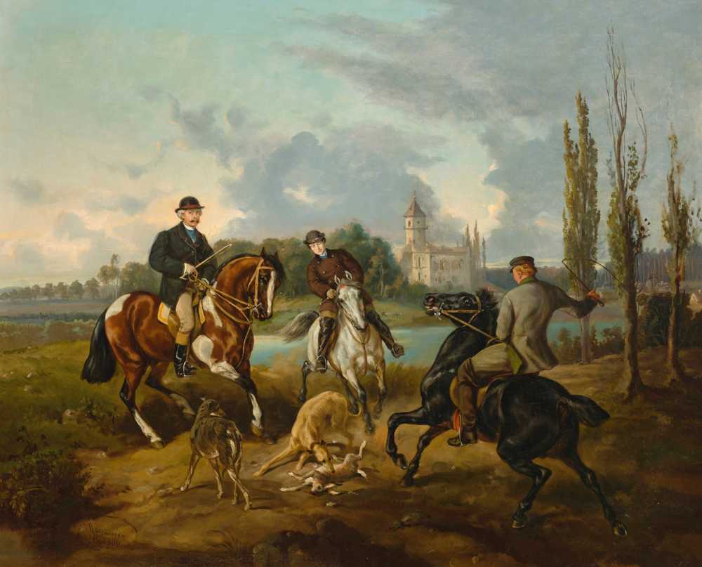 Hunting scene in Radziejowice (1866) - Juliusz Kossak