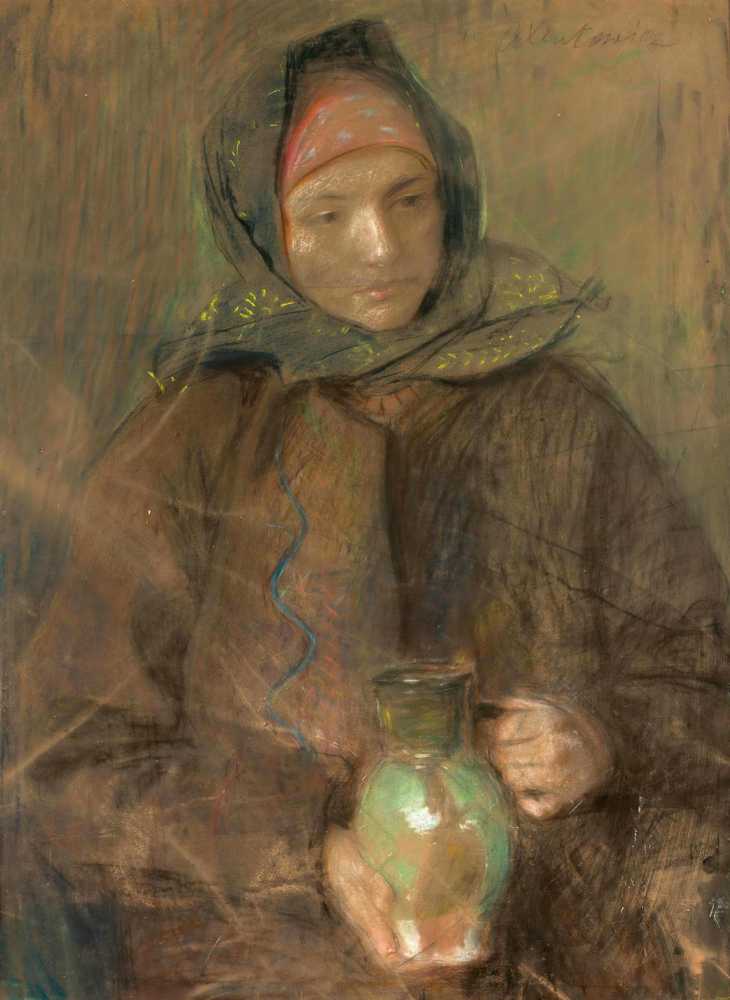 Hutsul woman with a jar (before 1914) - Teodor Axentowicz