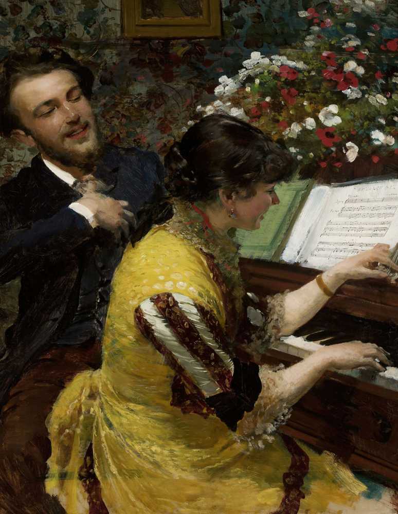 I have seen once – scene by the piano (1884) - Leon Wyczółkowski