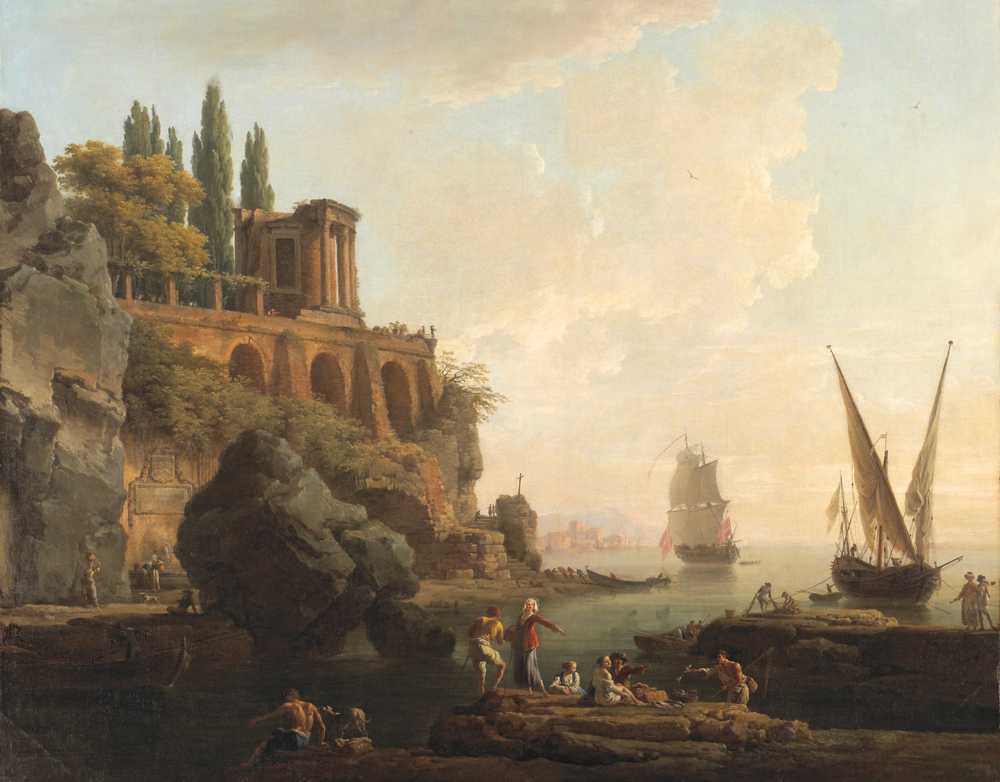 Imaginary Landscape,Italian Harbor Scene (1746) - Claude Joseph Vernet