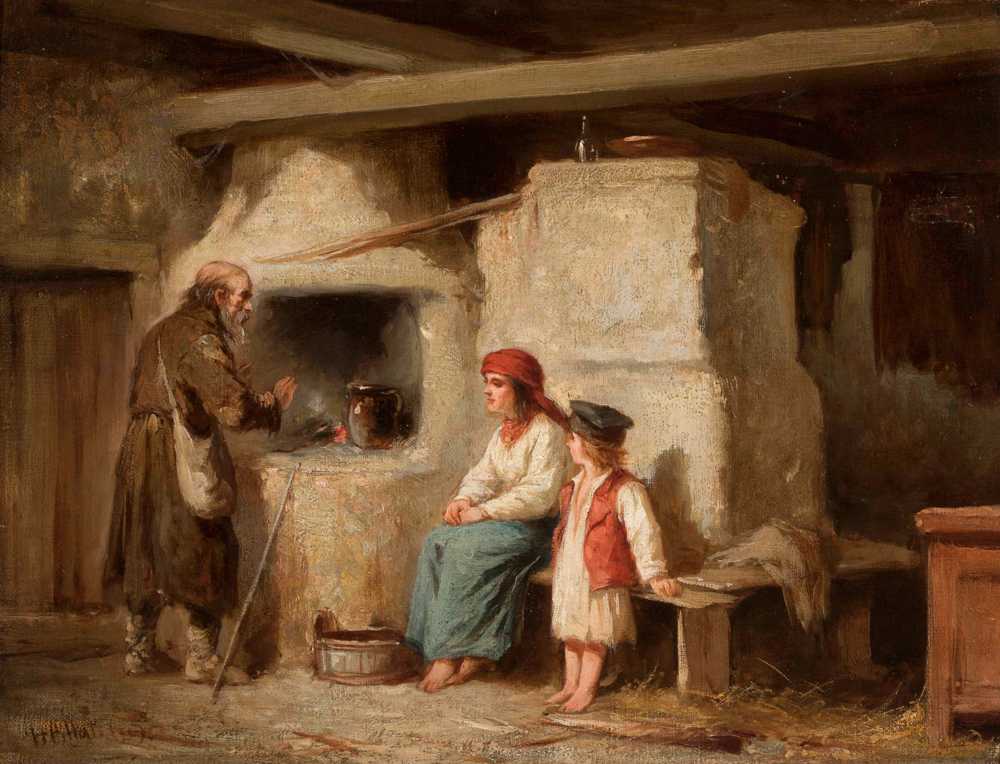 In a peasant cottage - Henryk Pillati