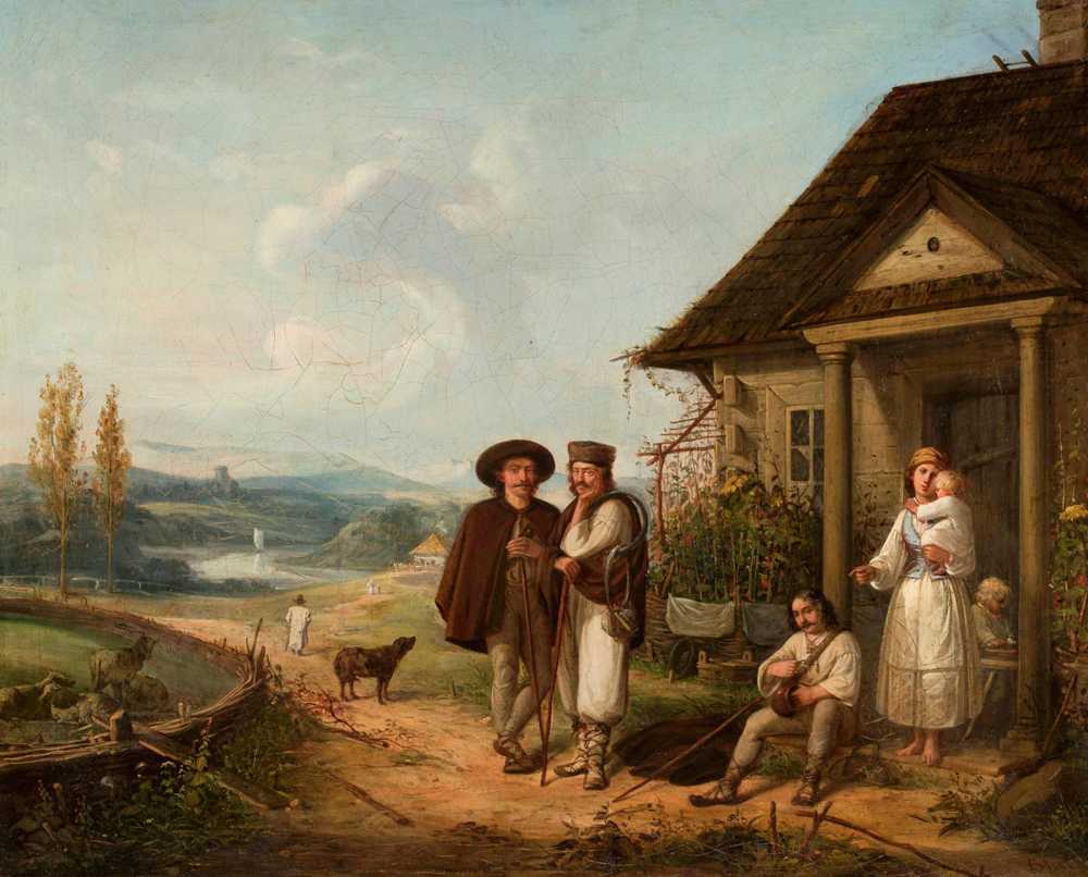 In front of a manor house (1856) - Wojciech Gerson
