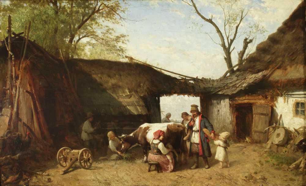 In the farmyard (1873) - Aleksander Kotsis