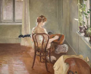 Interior with the Chimera Playing the Guitar (1908) - Jacek Malczewski