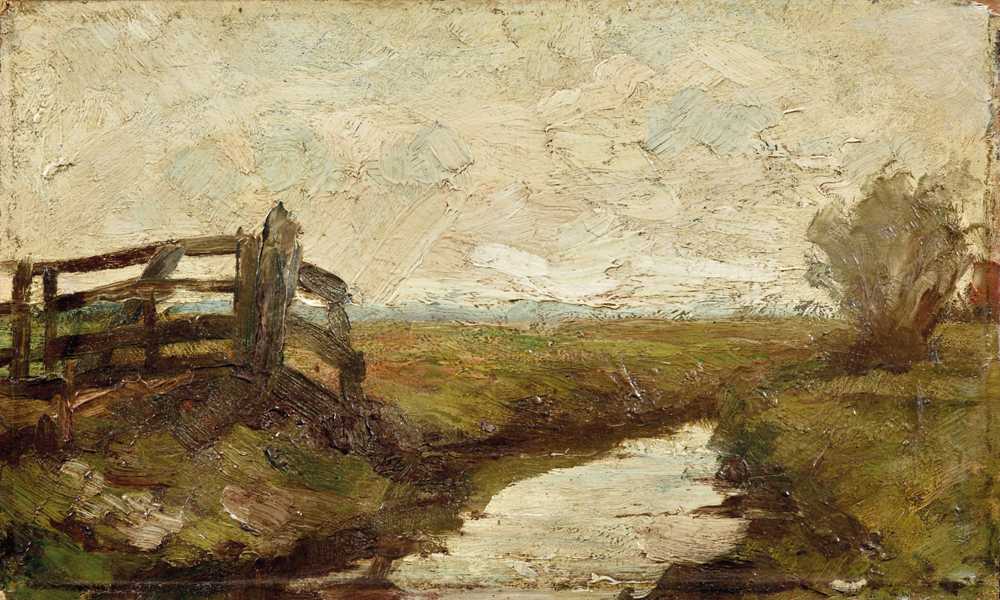 Irrigation ditch with wood gate at left (1894–1895) - Piet Mondrian