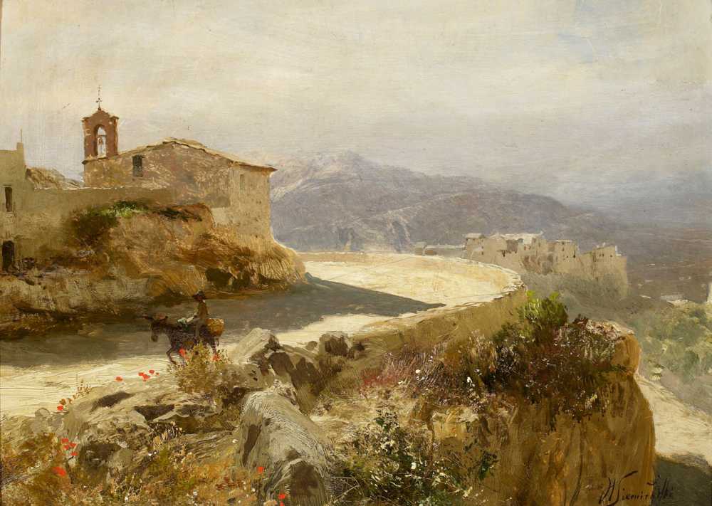 Italian landscape with a donkey (1880) - Henryk Hektor Siemiradzki