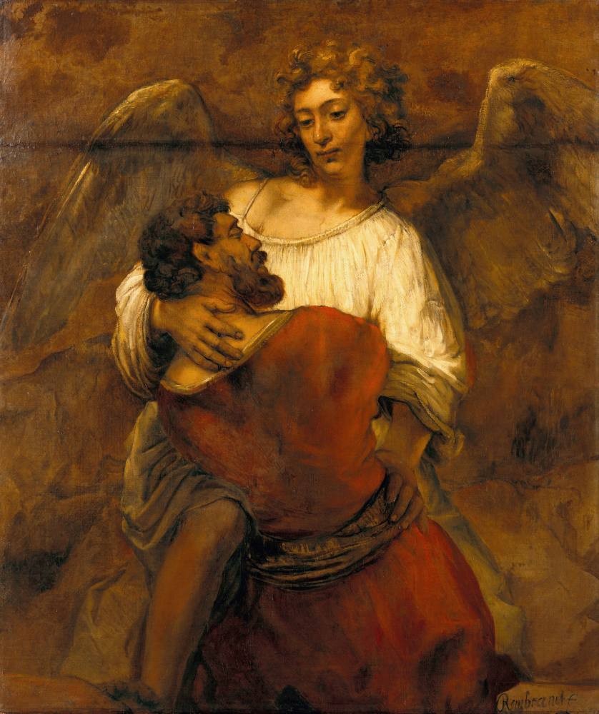 Jacob struggle with the angel - Rembrandt