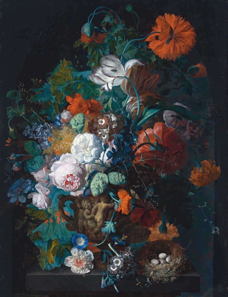 Jan van Huysum - Still Life Of Roses, Tulips, Peonies And Other Flow... - Huysum