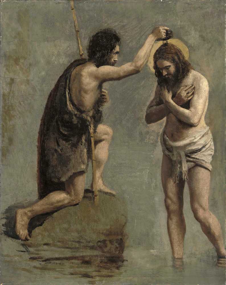 Jesus and Saint John (study for ‘The Baptism of Christ’) (ca 1844... - Corot