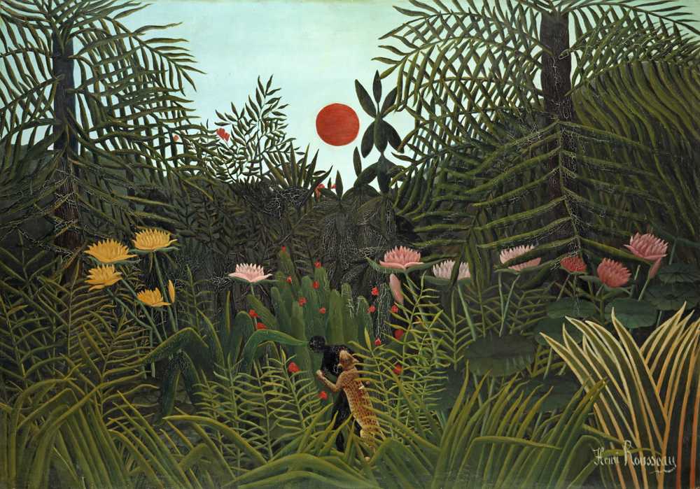 Jungle with Setting Sun (1910) - Henri Rousseau