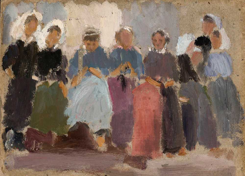 Knitting women – sketch (1918) - Tadeusz Makowski