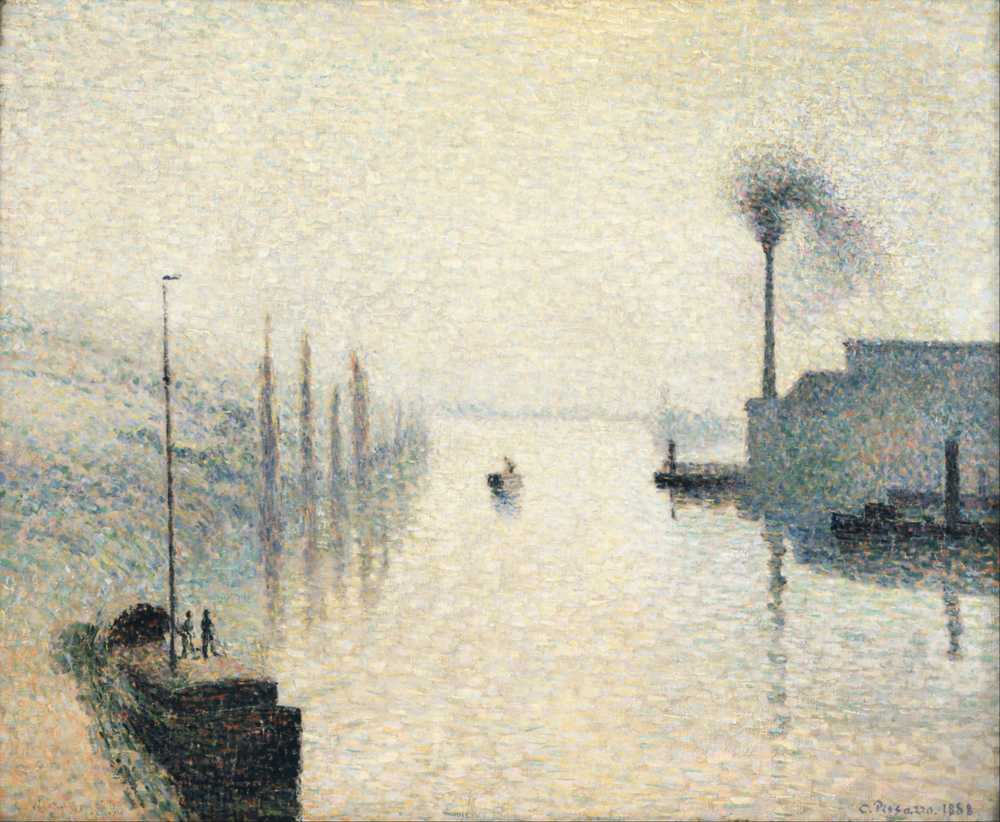 Lacroix Island, Rouen (The Effect of Fog) - Camille Pissarro