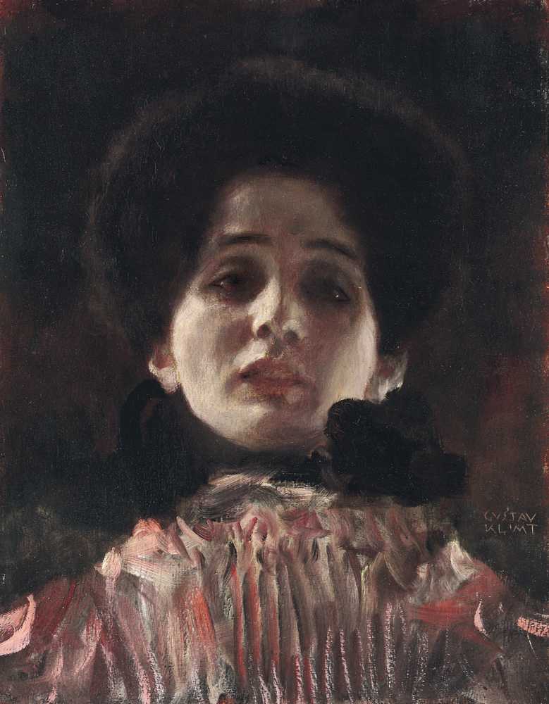 Lady en face with pleated dress (circa 1898) - Gustav Klimt