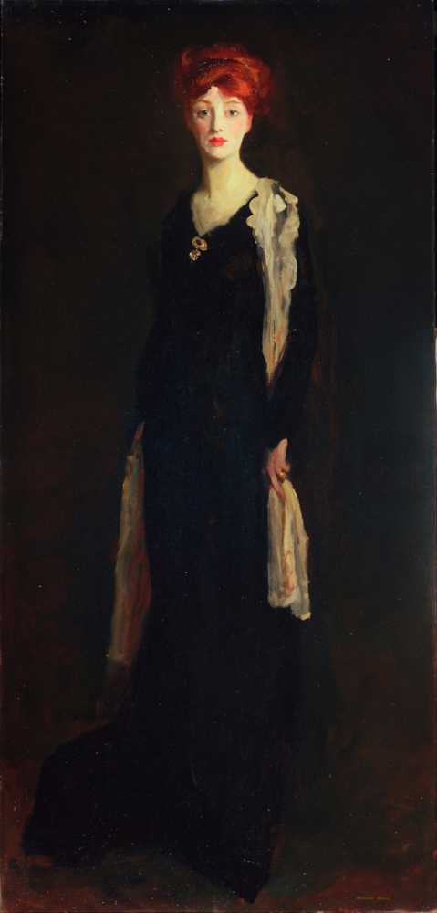 Lady in Black with Spanish Scarf (O in Black with a Scarf) - Robert Henri